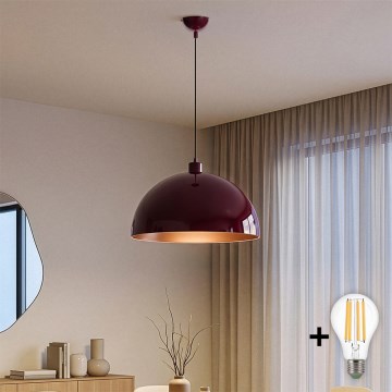 Brilagi - Lustră LED suspendată pe cablu METALO 1xE27/40W/230V diam. 40 cm burgund/aramă
