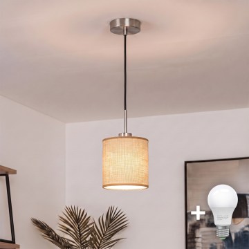 Brilagi - Lustră LED suspendată pe cablu NUBILA 1xE27/60W/230V Ø 14 cm negru/maro deschis