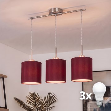 Brilagi - Lustră LED suspendată pe cablu NUBILA, 3x E27/60W/230V, roșu pompeian