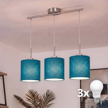 Brilagi - Lustră LED suspendată pe cablu NUBILA 3xE27/60W/230V, albastru închis