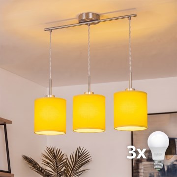 Brilagi - Lustră LED suspendată pe cablu NUBILA 3xE27/60W/230V galbenă
