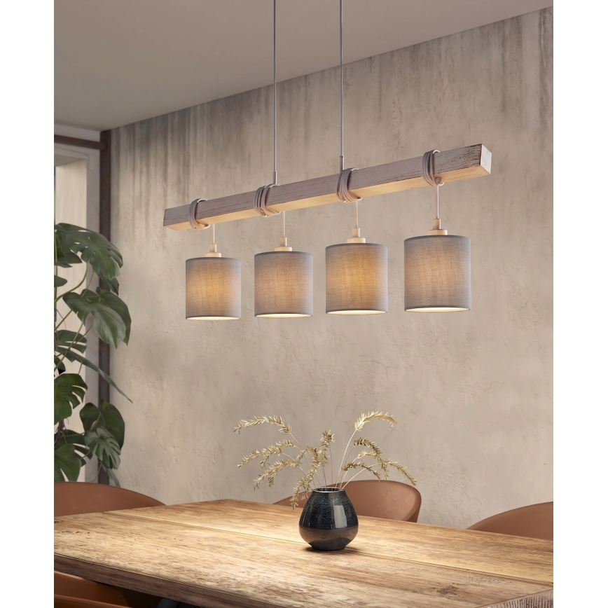 BRILAGI - Lustră LED suspendată pe cablu NUBILA 4xE27/60W/230V, gri deschis