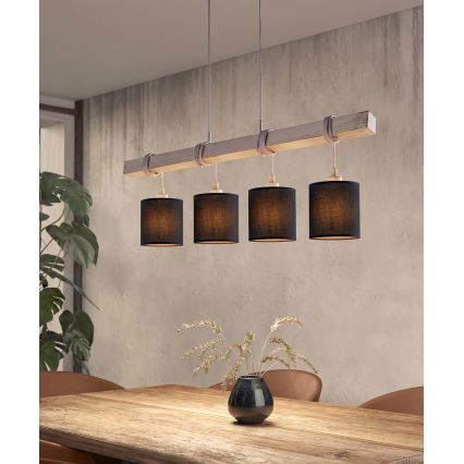 Brilagi - Lustră LED suspendată pe cablu NUBILA 4xE27/60W/230V gri/negru