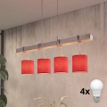 Brilagi - lustra LED suspendată pe cablu NUBILA 4xE27/60W/230V gri/roșu