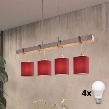 Brilagi - Lustra LED suspendată pe cablu NUBILA 4xE27/60W/230V gri/roșu pompeian