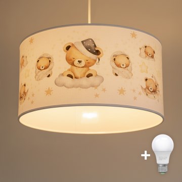 Brilagi - Lustră LED suspendată pe cablu pentru copii BOBO, 1xE27/10W/230V, diametru 35 cm, alb/cu ursuleți