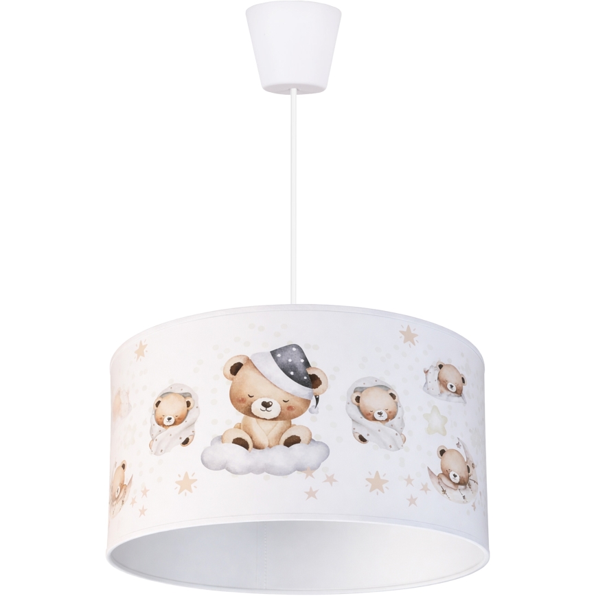 Brilagi - Lustră LED suspendată pe cablu pentru copii BOBO, 1xE27/10W/230V, diametru 35 cm, alb/cu ursuleți