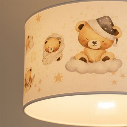 Brilagi - Lustră LED suspendată pe cablu pentru copii BOBO, 1xE27/10W/230V, diametru 35 cm, alb/cu ursuleți