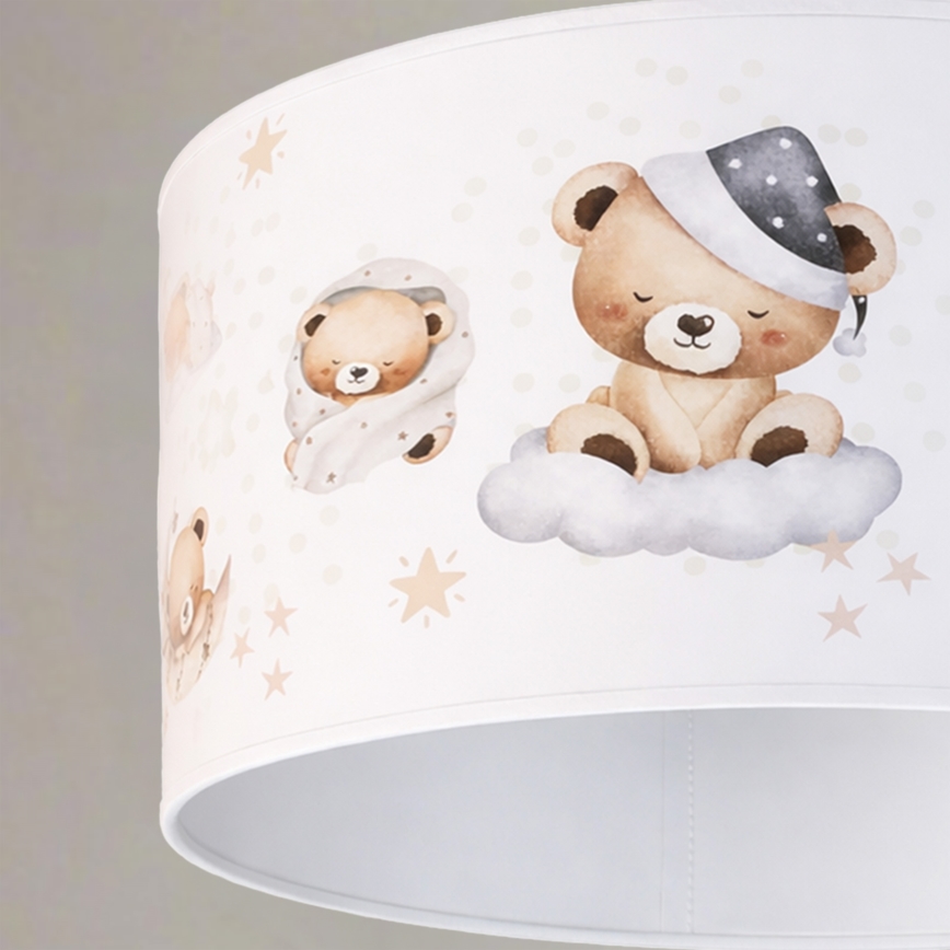 Brilagi - Lustră LED suspendată pe cablu pentru copii BOBO, 1xE27/10W/230V, diametru 35 cm, alb/cu ursuleți