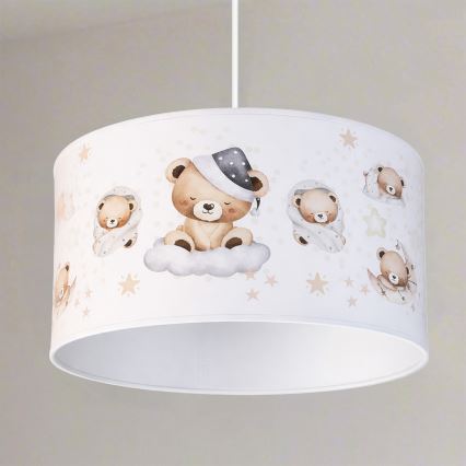 Brilagi - Lustră LED suspendată pe cablu pentru copii BOBO, 1xE27/60W/230V, diametru 35 cm, alb/cu ursuleți