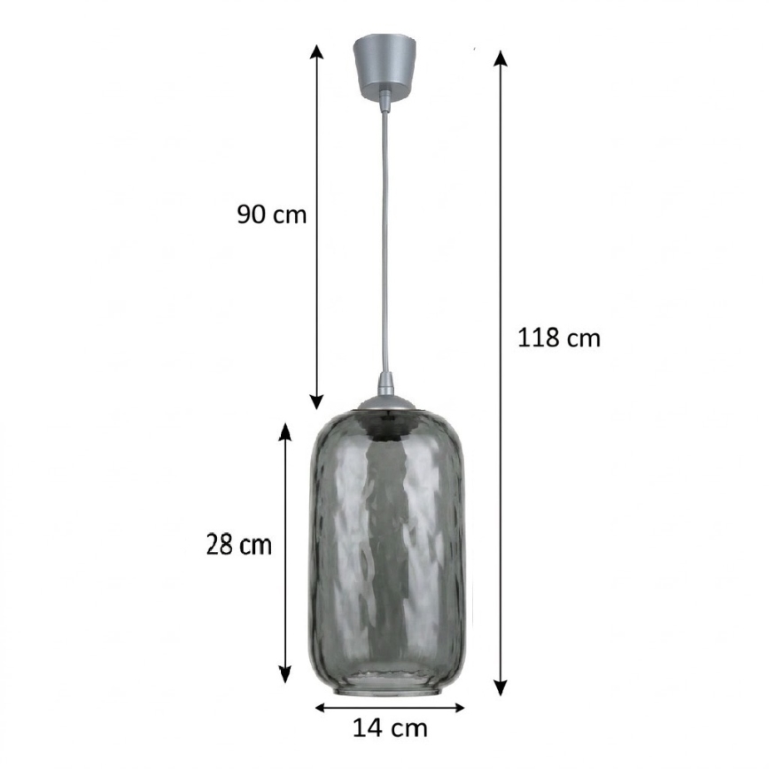 BRILAGI - Lustră LED suspendată pe cablu RETRO GLASS 1xE27/60W/230V Ø 14 cm argintiu/gri fumuriu