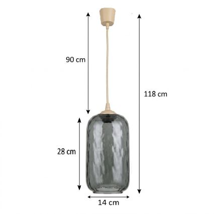 BRILAGI - Lustra LED pe cablu RETRO GLASS 1xE27/60W/230V Ø 14 cm bej/gri fumuriu