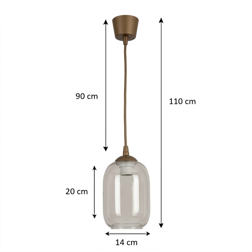 Brilagi - Lustru LED suspendat pe cablu RETRO GLASS 1xE27/60W/230V, Ø 14 cm, maro/gri fumuriu