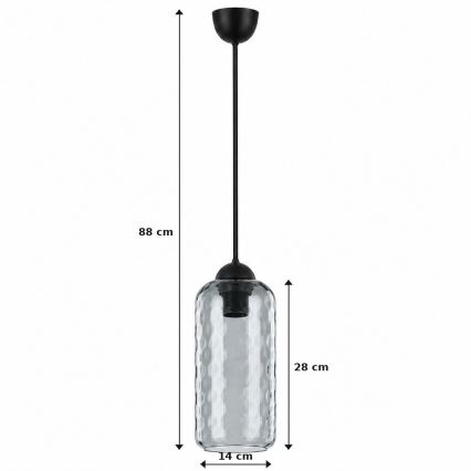 BRILAGI - Lustră LED pe cablu RETRO GLASS 1xE27/60W/230V Ø 14 cm negru/gri fumuriu