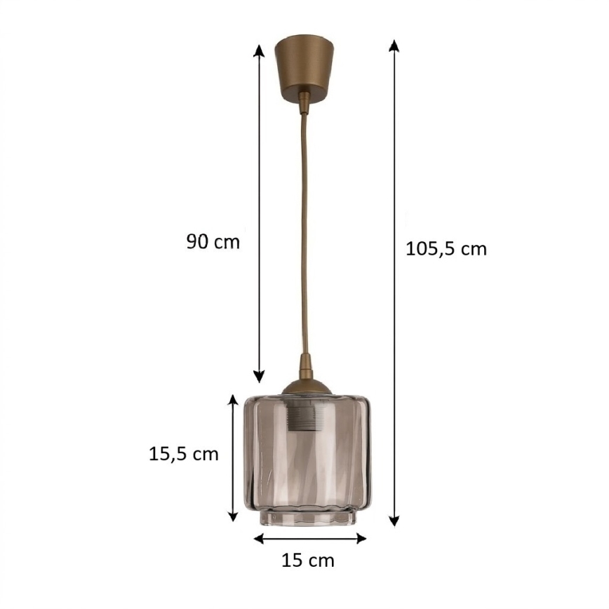 Brilagi - lustra LED suspendată pe cablu RETRO GLASS 1xE27/60W/230V Ø 15 cm maro/bej fumuriu