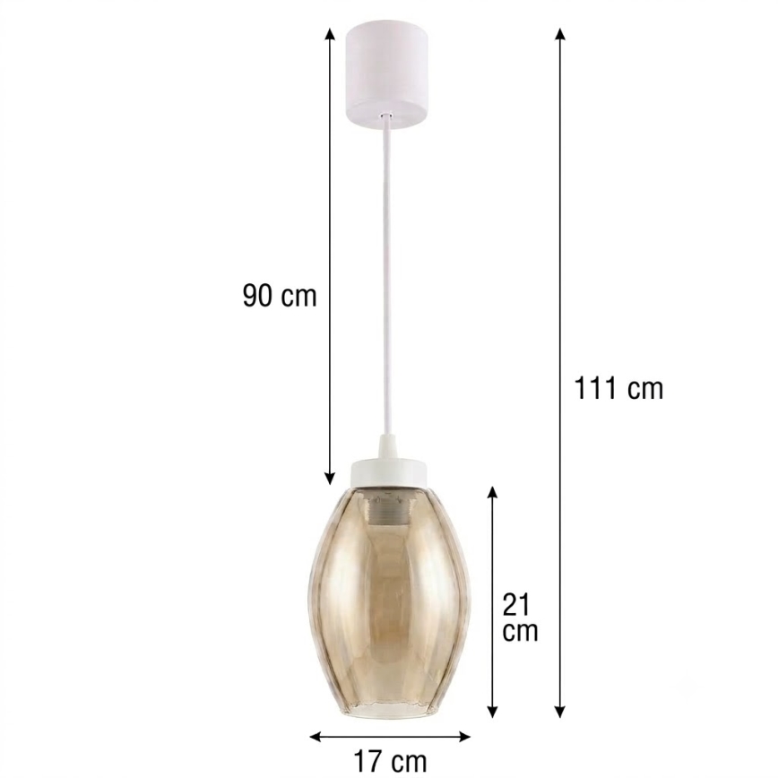 Brilagi - Lustră LED pe cablu RETRO GLASS 1xE27/60W/230V Ø 17 cm alb/bej-fumuriu