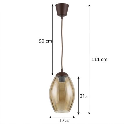 Brilagi - lustru LED suspendat pe cablu RETRO GLASS 1xE27/60W/230V Ø 17 cm maro/bej fumuriu