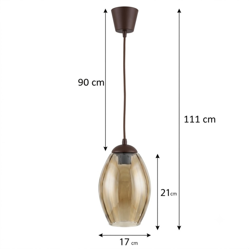 Brilagi - lustru LED suspendat pe cablu RETRO GLASS 1xE27/60W/230V Ø 17 cm maro/bej fumuriu