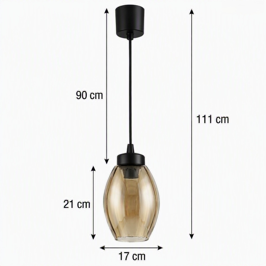 Brilagi - Lustră LED suspendată pe cablu RETRO GLASS 1xE27/60W/230V diam. 17 cm negru/bej fumuriu