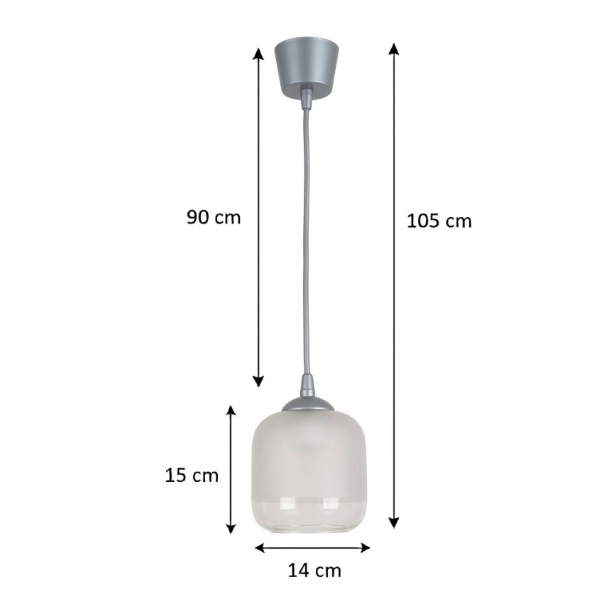 Brilagi - Lustră LED suspendată pe cablu RETRO GLASS 1xE27/60W/230V diam. 14 cm argintiu/alb