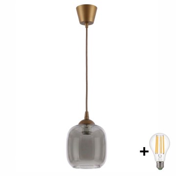 Brilagi - Lustră LED suspendată pe cablu RETRO GLASS 1xE27/60W/230V, diam. 14 cm, maro/gri fumuriu