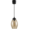Brilagi - Lustră LED suspendată pe cablu RETRO GLASS 1xE27/60W/230V diam. 17 cm negru/bej fumuriu