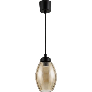 Brilagi - Lustră LED suspendată pe cablu RETRO GLASS 1xE27/60W/230V diam. 17 cm negru/bej fumuriu