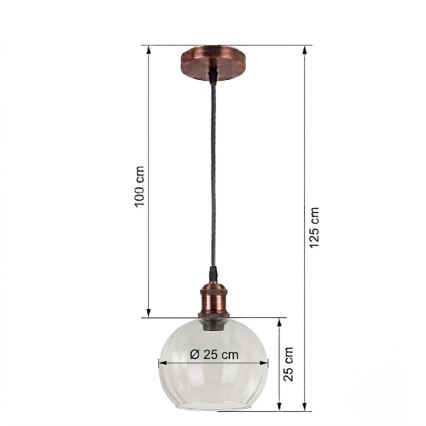 Brilagi - Lustră LED suspendată pe cablu RETRO GLASS 1xE27/60W/230V diam. 25 cm alb/transparent