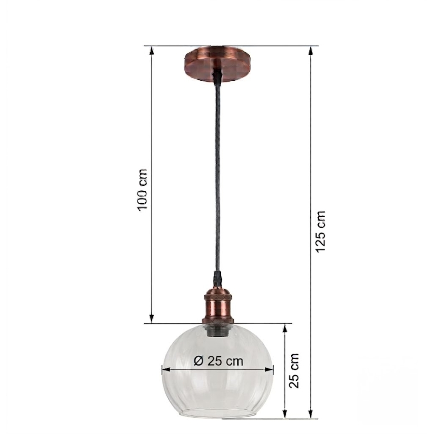 Brilagi - Lustră LED suspendată pe cablu RETRO GLASS 1xE27/60W/230V diam. 25 cm alb/transparent