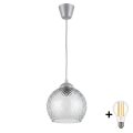 Brilagi - Lustră LED suspendată pe cablu RETRO GLASS 1xE27/60W/230V diam. 25 cm argintiu/gri fumuriu