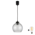 Brilagi - Lustră LED suspendată pe cablu RETRO GLASS 1xE27/60W/230V diam. 25 cm negru/gri fumuriu