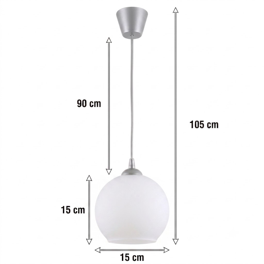 Brilagi - Lustră LED suspendată pe cablu RETRO GLASS, 1xE27/60W/230V, diametru 15 cm, argintie/albă