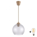 Brilagi - Lustră LED suspendată pe cablu RETRO GLASS 1xE27/60W/230V, diametru 25 cm, bej/gri fumuriu
