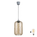 BRILAGI - Lustră LED suspendată pe cablu RETRO GLASS 1xE27/60W/230V Ø 14 cm, argintiu/maro fumuriu
