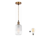 BRILAGI - Lustră LED suspendată pe cablu RETRO GLASS 1xE27/60W/230V Ø 14 cm auriu/alb