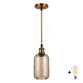BRILAGI - Lustră LED suspendată pe cablu RETRO GLASS 1xE27/60W/230V Ø 14 cm auriu/maro fumuriu