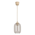 Brilagi - Lustră LED suspendată pe cablu RETRO GLASS 1xE27/60W/230V Ø 14 cm bej/gri fumuriu