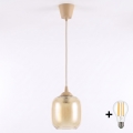 Brilagi - Lustră LED suspendată pe cablu RETRO GLASS 1xE27/60W/230V Ø 14 cm bej/maro fumuriu