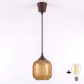 Brilagi - Lustră LED suspendată pe cablu RETRO GLASS 1xE27/60W/230V Ø 14 cm maro/maro fumuriu