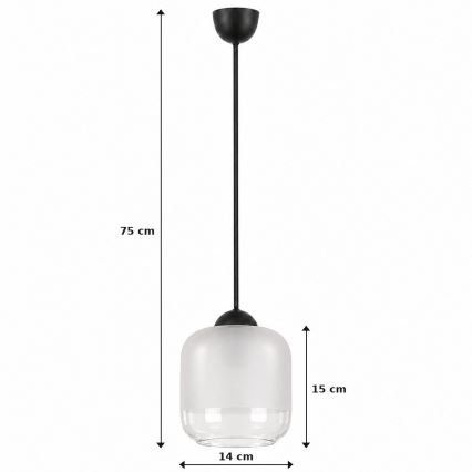 BRILAGI - Lustră LED suspendată pe cablu RETRO GLASS 1xE27/60W/230V Ø 14 cm negru/alb