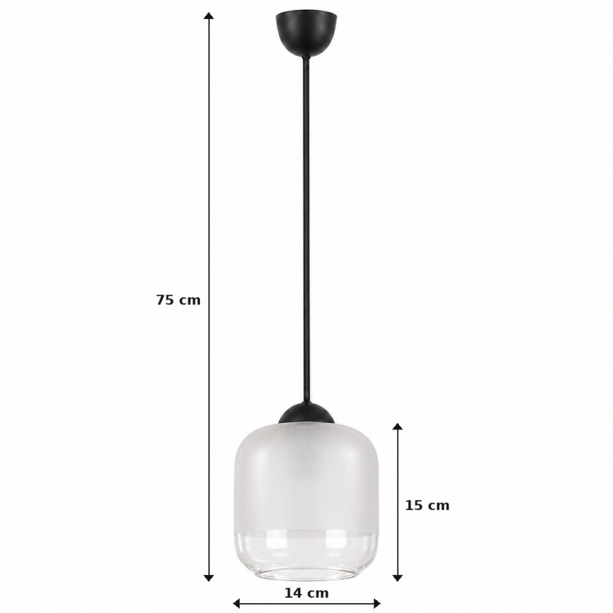 BRILAGI - Lustră LED suspendată pe cablu RETRO GLASS 1xE27/60W/230V Ø 14 cm negru/alb