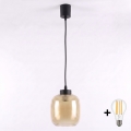 Brilagi - lustra LED suspendată pe cablu RETRO GLASS 1xE27/60W/230V Ø 14 cm negru/maro fumuriu
