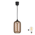 Brilagi - Lustră LED suspendată pe cablu RETRO GLASS 1xE27/60W/230V Ø 14 cm negru/maro fumuriu