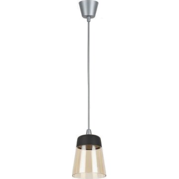 Brilagi - Lustră LED suspendată pe cablu RETRO GLASS 1xE27/60W/230V Ø 15,5 cm argintiu/bej fumuriu/negru