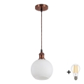 Brilagi - Lustră LED suspendată pe cablu RETRO GLASS 1xE27/60W/230V Ø 15 cm albă