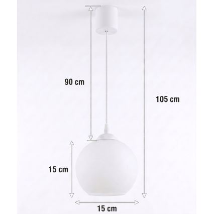 Brilagi - Lustră LED suspendată pe cablu RETRO GLASS 1xE27/60W/230V Ø 15 cm albă