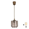 Brilagi - lustra LED suspendată pe cablu RETRO GLASS 1xE27/60W/230V Ø 15 cm maro/bej fumuriu