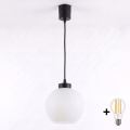Brilagi - Lustră LED suspendată pe cablu RETRO GLASS 1xE27/60W/230V Ø 15 cm negru/alb