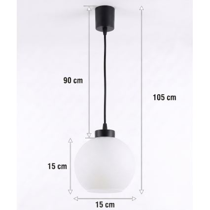Brilagi - Lustră LED suspendată pe cablu RETRO GLASS 1xE27/60W/230V Ø 15 cm negru/alb