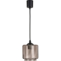 Brilagi - Lustră LED suspendată pe cablu RETRO GLASS 1xE27/60W/230V Ø 15 cm negru/bej fumuriu